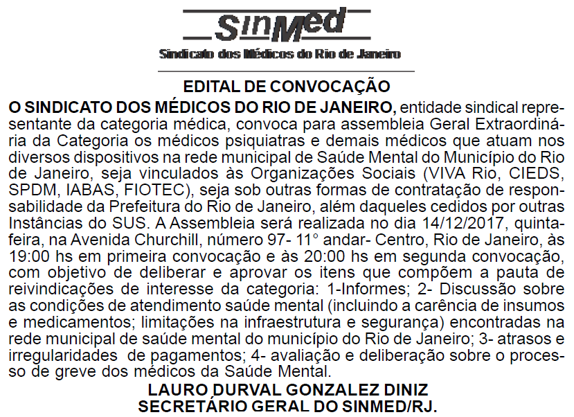 Assembleia dos Médicos Psiquiatras das OS’s – 14/12/2017⠀⠀⠀⠀⠀⠀⠀⠀⠀⠀⠀⠀⠀⠀⠀⠀⠀⠀⠀⠀⠀⠀⠀⠀⠀⠀⠀⠀⠀⠀⠀⠀⠀⠀⠀⠀⠀⠀⠀