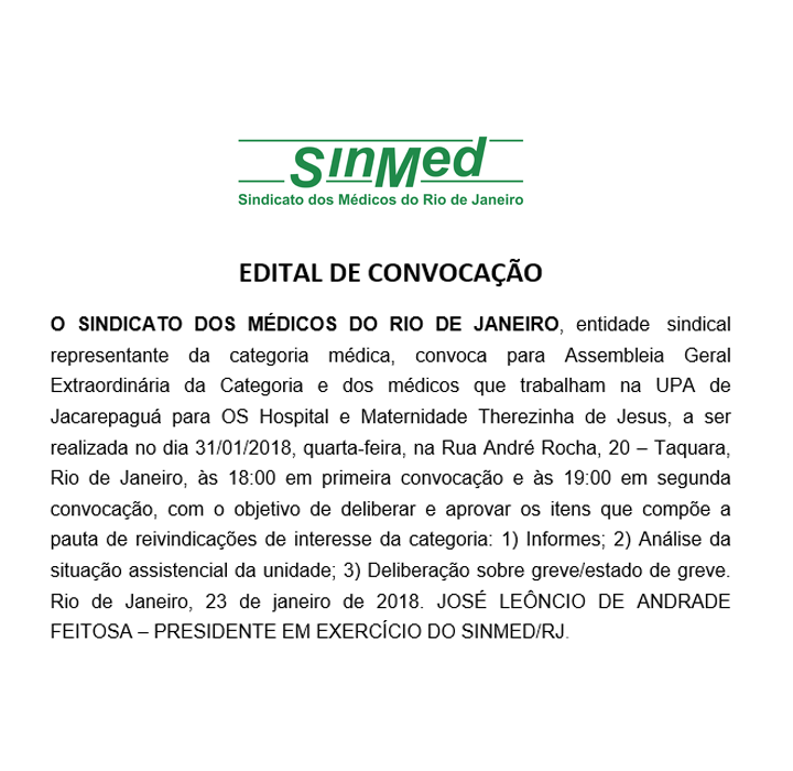 Assembleia de Médicos UPA – JPA – 31/01/2018 – 19h⠀⠀⠀⠀⠀⠀⠀⠀⠀⠀⠀⠀⠀⠀⠀⠀⠀⠀⠀⠀⠀⠀⠀⠀⠀⠀⠀⠀⠀⠀⠀⠀⠀⠀⠀⠀⠀⠀⠀⠀