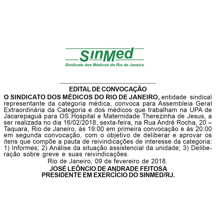 Assembleia Geral – Médicos UPA – Jacarepaguá – 16/02/2018 – 19h⠀⠀⠀⠀⠀⠀⠀⠀⠀⠀⠀⠀⠀⠀⠀⠀⠀⠀⠀⠀⠀⠀⠀⠀⠀⠀⠀⠀⠀⠀⠀⠀⠀⠀⠀⠀⠀⠀⠀⠀