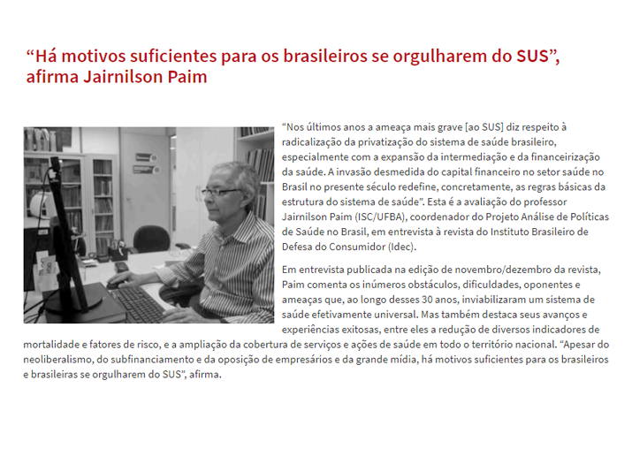 SUS é motivo de orgulho para os brasileiros.  SinMed na luta pelo SUS.