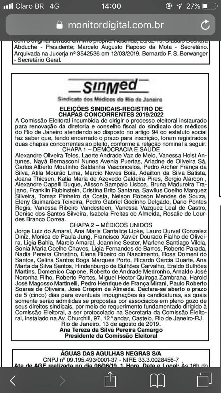 Edital Eleições SinMed 2029