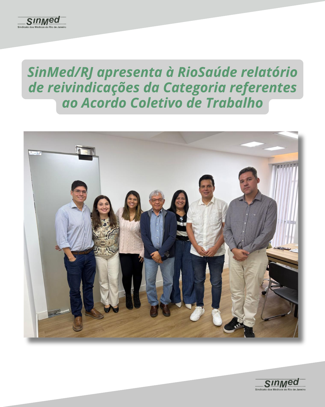 SinMed/RJ apresenta à RioSaúde relatório de reivindicações da Categoria referentes ao Acordo Coletivo de Trabalho